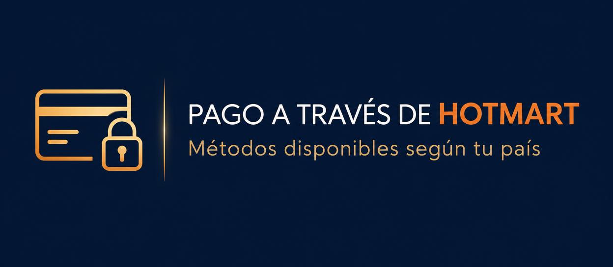 Pago a través de Hotmart. Métodos disponibles según tu país.